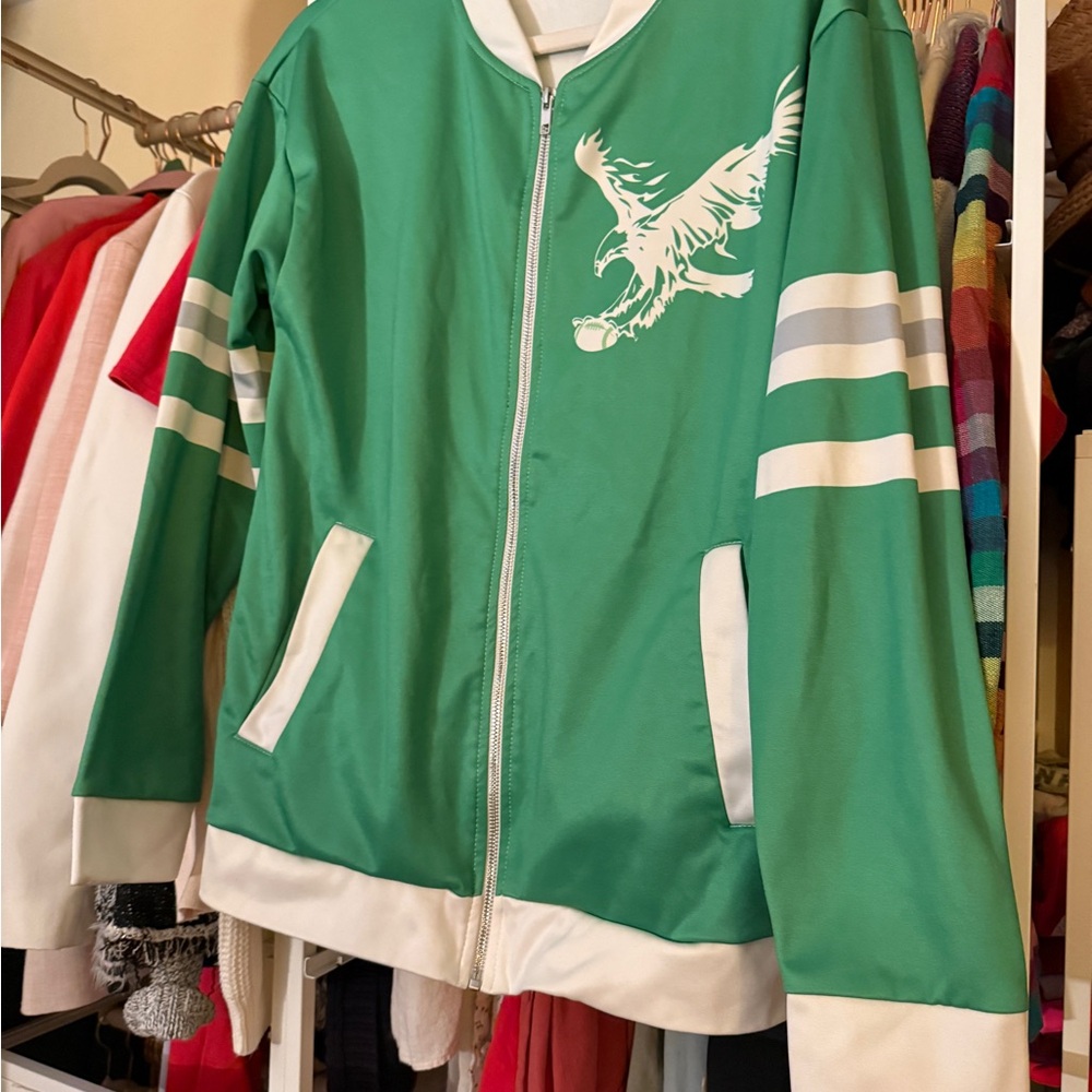Phillygoat Eagles Old School Green and White Zip-Up